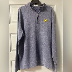 Peter Millar Notre Dame denim blue mens 1/4 zip soft pullover. Size XXL.